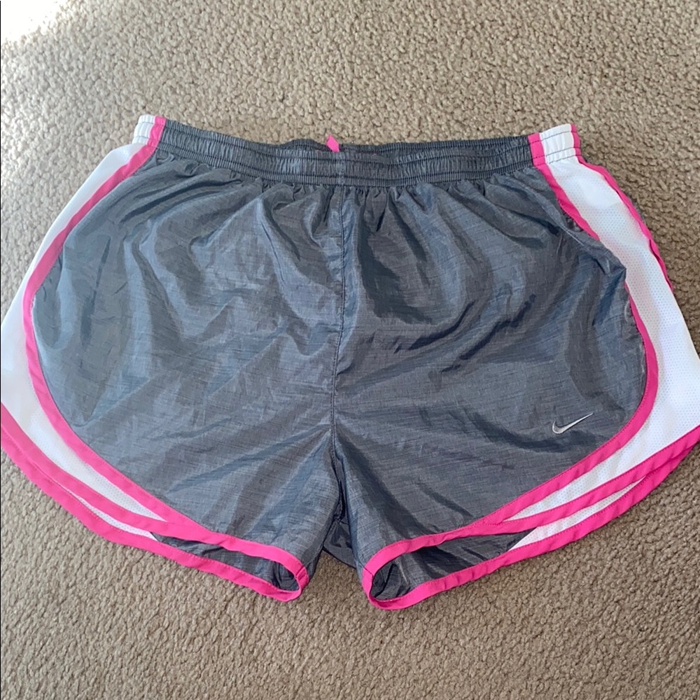 Nike Women's Gray and Pink Running Shorts